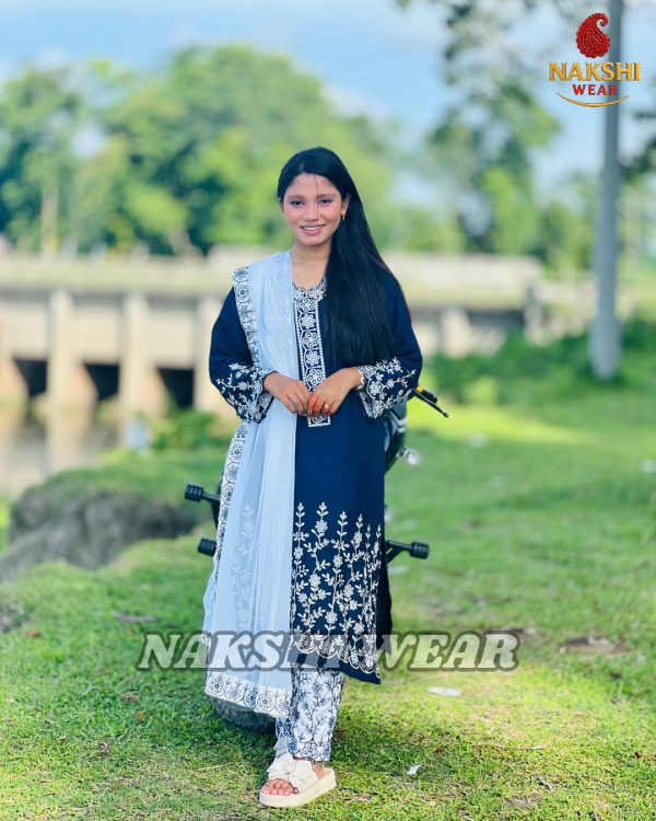 Soft Cotton Embroidery Three Piece